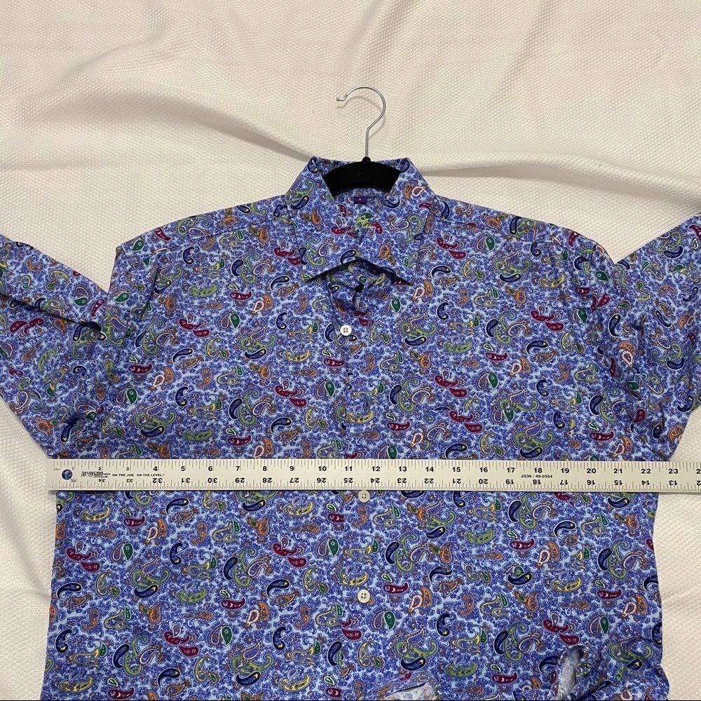 Alan Flusser Blue Paisley Button Up‎ - Picture 3 of 9